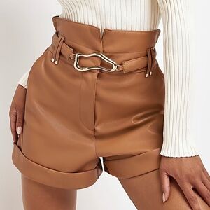 River Island Faux Leather Shorts • Sz 4 • NWT!